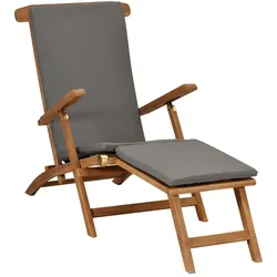 vidaXL Liegestuhl mit Auflage Dunkelgrau Massivholz Teak