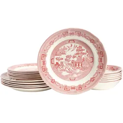 Teller-Set CREATABLE "China Town, Teller Set 18-tlg", rot, 18 tlg., Steingut, Geschirr-Sets, Fernöstliche Kultur