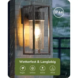 EDISHINE Wandleuchte Aluminium, Glas IP44 ohne Leuchtmittel schwarz