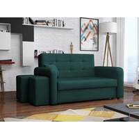 MIRJAN24 Schlafsofa Viva Home II, mit Polsterhocker (2 Stück), 2 Sitzer, mit Bettkasten und Schlaffunktion grün