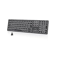 seenda Beleuchtete Funktastatur, Kabellose Tastatur mit Weißer LED Hintergrundbeleuchtung, QWERTZ Layout, Wiederaufladbare Ultraslim Fullsize Wireless Tastatur für Windows PC/Laptop/Tablet, Space Grau