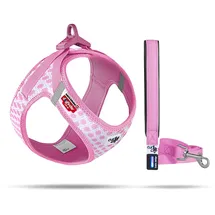 Curli Vest Harness curli Clasp Air-Mesh Pink-Circles XS & Leash M