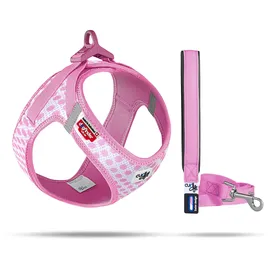 Curli Vest Harness curli Clasp Air-Mesh Pink-Circles XS & Leash M