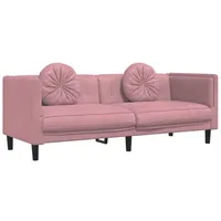 vidaXL Sofa mit Kissen 3-Sitzer Rosa Samt