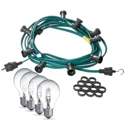 Illu-/Partylichterkette grün 20m - Außenlichterkette grün - Made in Germany - 30 Halogenlampen (28W)
