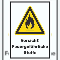 Vorsicht Feuergefährliche Stoffe Aufkleber A0 (841x1189mm)