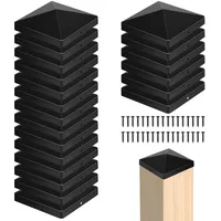 DBREAKS 20 Stück Pfostenkappen 10x10 cm, Abdeckkappen für Pfosten, Zaunpfosten Kappen, Kunststoff Pfostenkappe, Quadratische, Inklusive Schrauben, für Holzpfosten