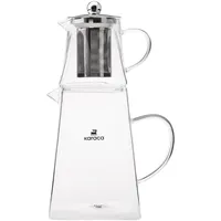 Karaca Giza Glas-Teekanne mit Siebeinsatz (1,5 Liter), Transparente Türkische Teekanne Glas, Turkish Tea Pot, Caydanlik, Türkischer Teebereiter für losen Tee und Kräutertee