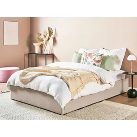 Beliani Beliani, Polsterbett Beige Stoffbezug mit Lattenrost 140 x 200 cm