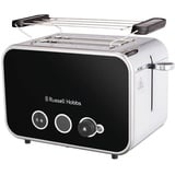 Russell Hobbs Toaster [für 2 Scheiben] Schwarz (extra breite Toastschlitze, inkl.Brötchenaufsatz, 6 Bräunungsstufen + Auftau-&Aufwärmfunktion, Lift&Look-Funktion, 1600W)26430-56