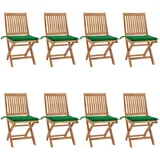 vidaXL Klappbare Gartenstühle mit Kissen 8 St. 0 x 0 x 0 cm grün
