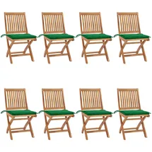 vidaXL Klappbare Gartenstühle mit Kissen 8 St. 0 x 0 x 0 cm grün
