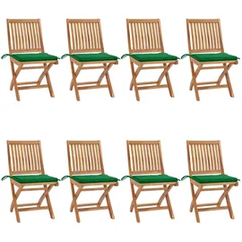 vidaXL Klappbare Gartenstühle mit Kissen 8 St. 0 x 0 x 0 cm grün
