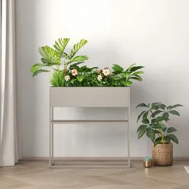 [en.casa] Joensuu Hochbeet 80 x 80 x 25 cm Hellgrau