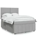 vidaXL Boxspringbett mit Matratze Hellgrau 160x200 cm Stoff