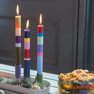 REMEMBER Color-Blocking Stabkerzen 3er-Set "Osaka" - Fair Trade und paraffinfrei