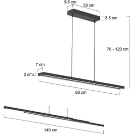 Steinhauer Hängeleuchte Esszimmerleuchte Pendelleuchte LED Höhenverstellbar schwarz dimmbar