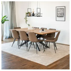 Home Deluxe Essgruppe Eckig AVENCIA inkl. Sternfuß - 200 x 120 cm Light Oak, (9-tlg) braun|grau