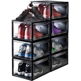 NUKied Schuhboxen Stapelbar Transparent|3er Set Schuhkarton mit Tür, Sneaker Box für Herren- und Damenschuhe Schuhaufbewahrungsbox |Aufbewahrungsboxen für Schuhe,Robust, Langlebig,(43X29X14CM)