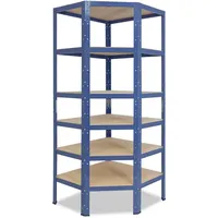 shelfplaza HOME 200x60x30 cm Eckregal blau mit 6 Böden und 145 kg Traglast pro Boden
