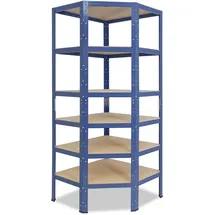 shelfplaza HOME 200x60x30 cm Eckregal blau mit 6 Böden und 145 kg Traglast pro Boden
