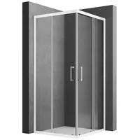 Boromal Eckdusche 90x75 90x90 80x80 100x100 Duschkabine Schiebetür eckeinstieg variabel, BxT: 80x80 cm, Sicherheitsglas, Alu Wandprofil, Alu Rahmen, Duschabtrennung für Dusche, H:185cm, 16 Türrollen, Easy Clean Funktion, Magnetdichtleisten weiß 80 cm x 185 cm x 80 cm