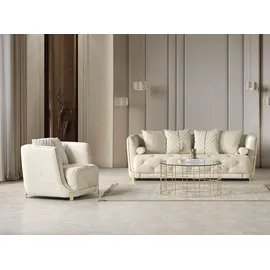 JVMöbel Luxus weiß 2tlg Wohnzimmer Set Sofa 3-Sitzer Sessel Modernes Design Couch