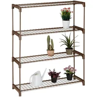 Relaxdays Blumenregal mit 4 Ablagen 106 x 91 x 28 cm Braun