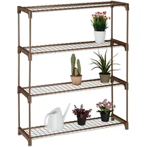Relaxdays Blumenregal mit 4 Ablagen 106 x 91 x 28 cm Braun