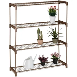 Relaxdays Blumenregal mit 4 Ablagen 106 x 91 x 28 cm Braun