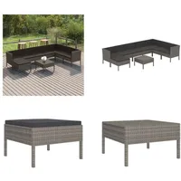 vidaXL 9 tlg. Garten Lounge Set mit Auflagen Poly Rattan Grau - Garten-Sofagarnitur - Garten-Sofagarnituren - Gartensofa-Set - Gartensofa-Sets - Grau