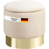 Albatros Hocker mit Stauraum Nizza – Sitzhocker mit Stauraum, Modernes Design, Edler Samt-Bezug – Sitztruhe oder Sitzbank mit Stauraum – optimal als Fußhocker oder Hocker Schminktisch, Beige