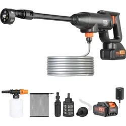 VEVOR Akku Hochdruckreiniger Kabellos Wasser Druckreiniger Spritzpistole Druckreinigerpistole (220W 21V, 40bar, zur mobilen Reinigung und Bewässerung, 4L/min, inkl. Zubehör, Ladegerät)