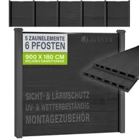 Juskys WPC Sichtschutzzaunelement 5er Set 1 x 180 cm Grau