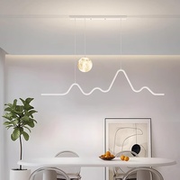 LED Pendelleuchte Esstischlampe Dimmbar Höhenverstellbar Esstisch Esszimmer Decke Hängend Lampe, 40W Modern Mondlampe Design Hängelampe für Schlafzimmer Bar, mit Fernsteuerung L120cm (Weiß)