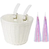 LuxusKollektion Fahrradständer Fahrradkorb Kinder Vorne Abnehmbar Rattan Lederriemen #5 Weiß