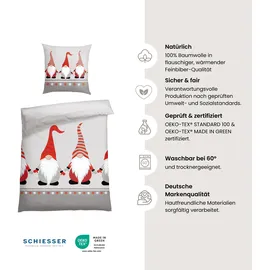 SCHIESSER Balduin Weihnachts-Wichtel Grau 135 x 200 cm + 80 x 80 cm