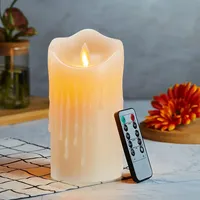 Lonkenn LED Kerzen Luminicious mit Wachstropfen - Halloween, Flammenlose Flackern, Fernbedienung, Timer - Batteriebetriebene Outdoor Kerzen, 10cm Warmweiß