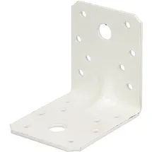 GAH Alberts Alberts Schwerlast-Winkelverbinder mit Sicke verzinkt, weiß kunststoffbeschichtet | 70 x 70 x 55 mm | 50er Set