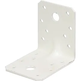 GAH Alberts Alberts Schwerlast-Winkelverbinder mit Sicke verzinkt, weiß kunststoffbeschichtet | 70 x 70 x 55 mm | 50er Set