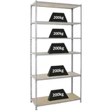Proregal Schwerlastregal Giant Muli HxBxT 250 x 110 x 50 cm 6 Fachböden Fachlast 200 kg Grau