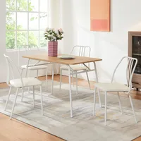 [en.casa] Essgruppe Omso 5-tlg. Eicheoptik/Weiß