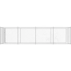 vidaXL Outdoor-Hundezwinger 7,6 x 3,8 x 1,9 m Stahl Silber