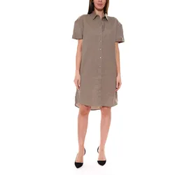 BOYSEN ́S Damen knielange Hemd-Bluse bequeme Leinen-bluse 67554250 Khaki - 40