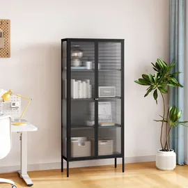 [en.casa] Vitrinenschrank Vinterhavn 180 x 80 x 35 cm Schwarz