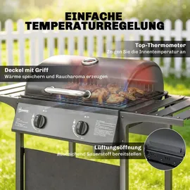 Outsunny Gasgrill 5 KW 2 Brenner schwarz