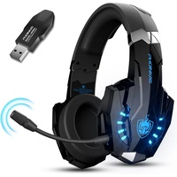 PHOINIKAS Gaming-Headset (7.1-Surround-Sound, Kabellos headset, Kabelloses Gaming-Headset für PS4/PS5/Switch/PC/Mobiltelefon/Laptop) schwarz