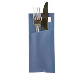 Prime Guest Bestecktasche Prime Fit in Dunkelblau 85 x 190 mm, mit 2-lagiger Tissue-Serviette in Weiß -100 Stück