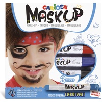 CARIOCA Mask Up Karneval, Schminkset für Jungen und Mädchen, Schminkstifte Ideal für Weihnachten, Halloween, Karneval und Partys - 3 Farben und 2 Anleitungen - Dermatologisch getestet