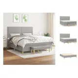 vidaXL Boxspringbett mit Matratze Hellgrau 180x200 cm Stoff